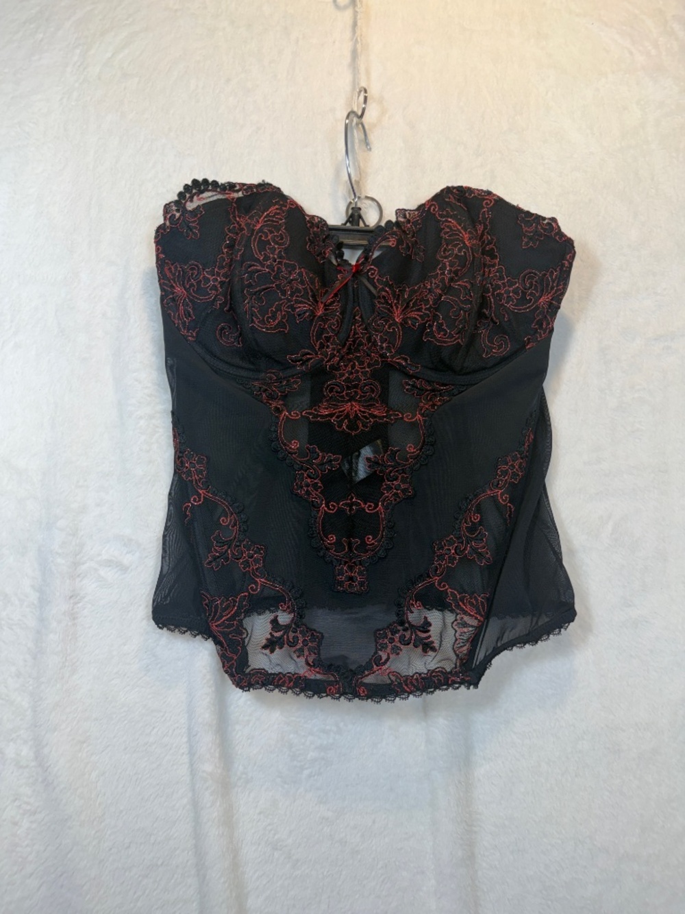Autograph Corset Womens Size 34D Black Red Lace Goth Coquette Costume - Picture 3 of 9